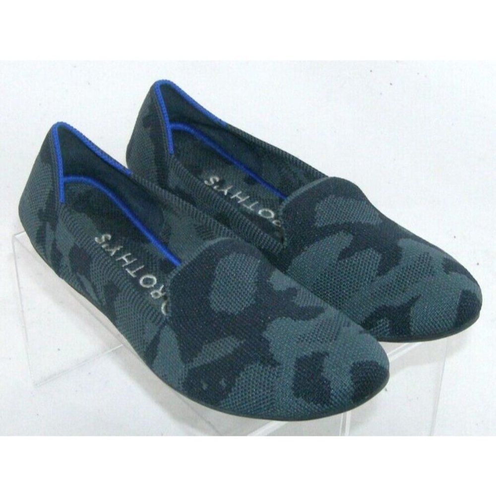 Rothy's The Loafer gray camo fabric round toe slip on flats 7.5M